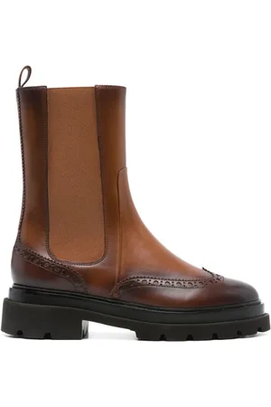 santoni Skor, Dam, 37 EU, Läder, Läderstövel med gummisula