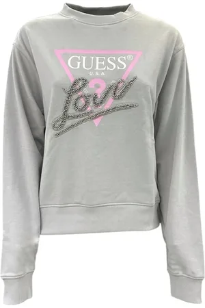 Guess Sweatshirts & Hoodies, Dam, M, Bomull, Love Triangle Långärmad Sweatshirt