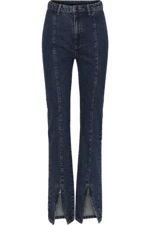 ROTATE Jeans, Dam, L, Bomull, Disco Utsvängda Högmidjade Jeans med Dragkedja vid Ankeln