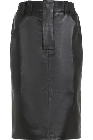 Saint Laurent Kjol, Dam, S, Läder, Läder Midikjol