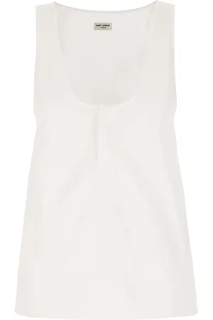 Saint Laurent Topp, Dam, S, Bomull, Henley Ärmlös Tank Top