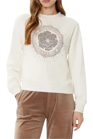 Guess Stickade tröjor & koftor, Dam, XS, Bomull, Peony Logo Fleece Sweater