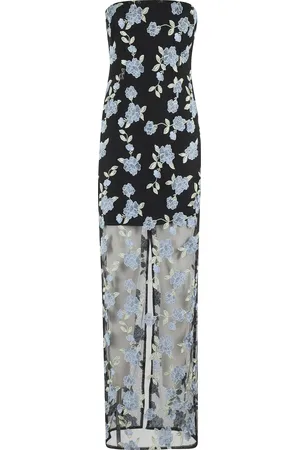 ROTATE Klänning, Dam, M, Polyester, Blommig tubklänning i mesh