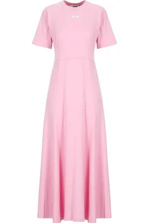 Msgm Klänning, Dam, S, Bomull, Rosa Bomullsklänning med Logotyp
