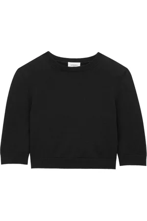 Saint Laurent Stickade tröjor & koftor, Dam, M, Stickad Crop Top i Ull