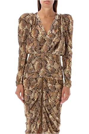 Isabel Marant Blusar & Skjortor , Dam, S, Ormtryck V-ringad topp Sand Aw24