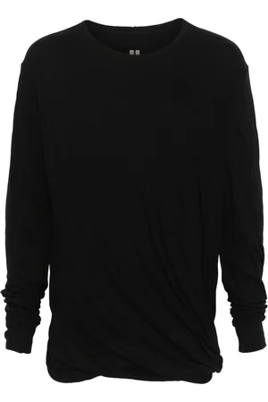 Rick Owens Topp, Herr, ONE Size, Bomull, Svart Bomulls Långärmad Rundhalsad Tröja