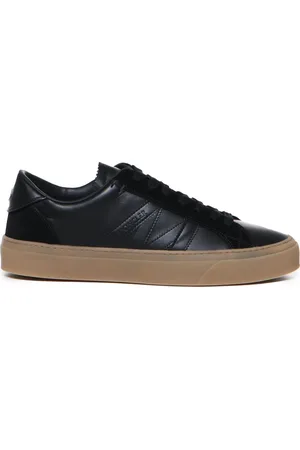 Moncler Skor, Herr, 41 EU, Läder, Läder Lace-Up Sneakers Svart Biscuit
