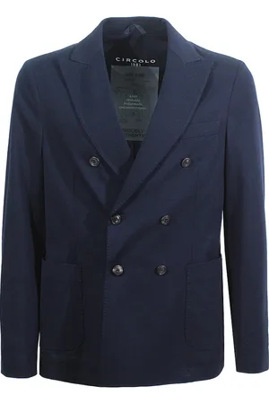 Circolo Jacka, Herr, M, Bomull, Blå Peak Revers Jacka Italiensk Stil