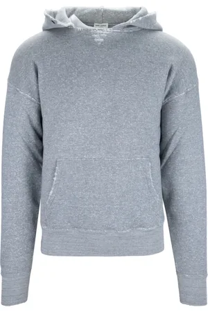 Saint Laurent Sweatshirts & Hoodies, Herr, M, Bomull, Hoodie med Distressed Tryck