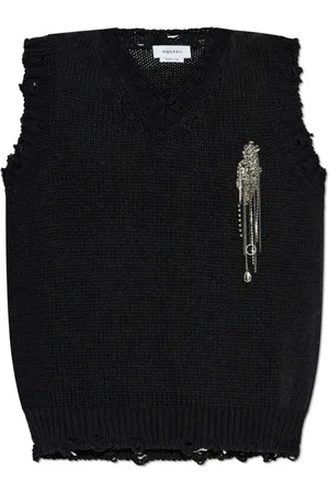 Alexander McQueen Stickade tröjor & koftor, Herr, L, Bomull, Väst med applikation