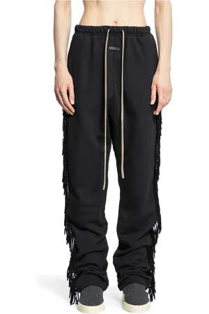 FEAR OF GOD Byxor, Herr, M, Bomull, Svarta Fringe Sweatpants med Präglat Logotyp
