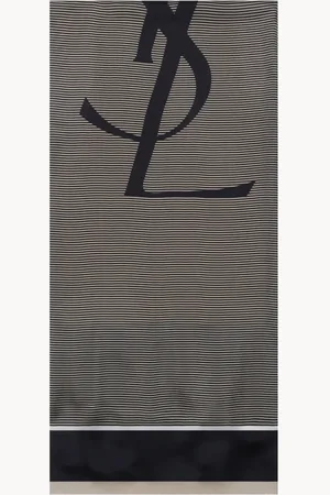 Saint Laurent Accessoarer, Herr, ONE Size, Marinblå sidenscarf med YSL-logga