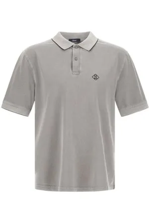 HERNO Topp, Herr, M, Bomull, Pique Bomull Polo Shirt med Logo