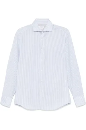 Brunello Cucinelli Skjorta, Herr, 2Xl, Ljusgrå Button-Up Skjorta