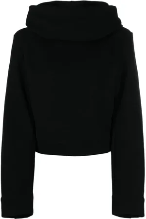 Saint Laurent Sweatshirts & Hoodies, Dam, L, Bomull, Svart Hoodtröja med Vadderade Axlar