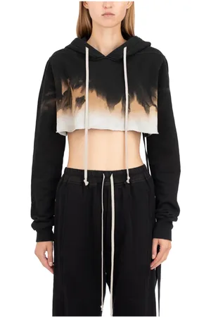 Rick Owens Sweatshirts & Hoodies, Dam, S, Bomull, Cropped Hoodie Terra
