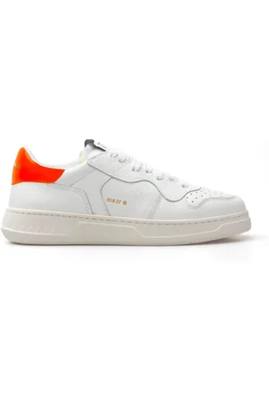 RUN OF Skor, Dam, 39 EU, Läder, Klassiska vita lädersneakers med orange detaljer