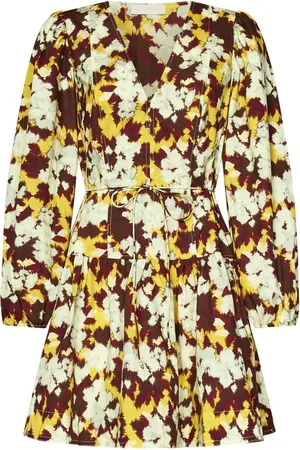 ULLA JOHNSON Klänning, Dam, XS, Bomull, Gul Blommig Stilren Klänning