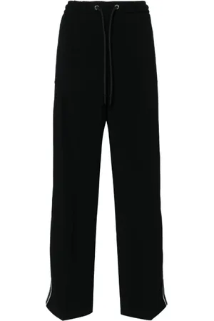Moncler Byxor, Dam, S, Polyester, Svartvita, raka crepebyxor