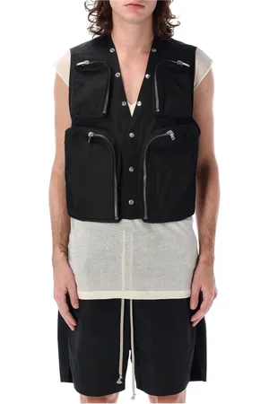 Rick Owens Jacka, Herr, M, Polyester, Svart cargoväst med Bauhaus-fickor