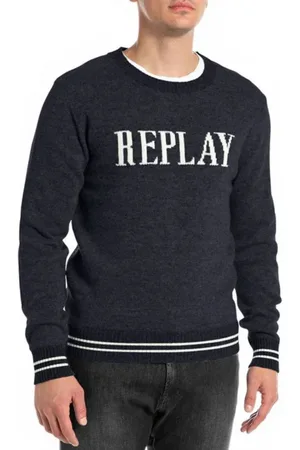 Replay Stickade tröjor & koftor, Herr, L, Bomull, Logotrøja
