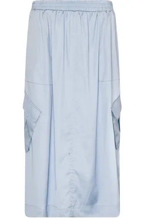 Twin-Set Kjol, Dam, L, Polyester, Blå Cargo Midi Kjol med Elastisk Midja