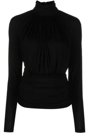 Saint Laurent Stickade tröjor & koftor, Dam, L, Cut-Out High Neck Top