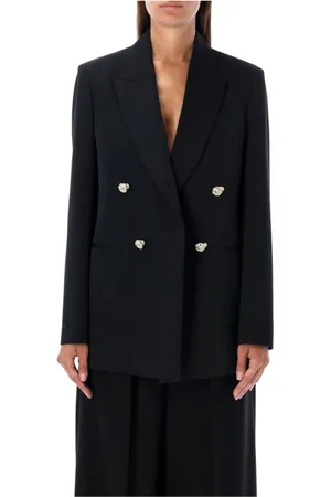 Lanvin Jacka, Dam, S, Svart ullblazer med markerade axlar