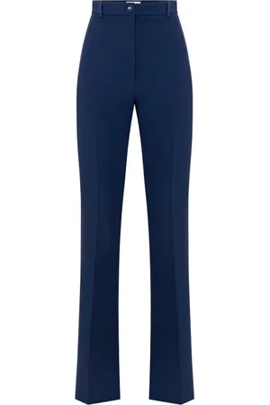 Elisabetta Franchi Byxor, Dam, XL, Polyester, Blå Utsvängda Byxor Elegant Slim Fit
