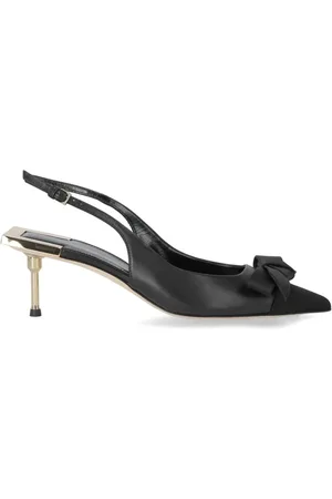 Elisabetta Franchi Skor, Dam, 38 EU, Läder, Slingback Pumps med rosett