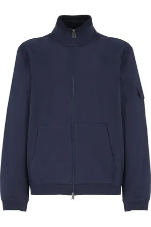 Woolrich Sweatshirts & Hoodies, Herr, 2Xl, Bomull, Blå Bomulls Sweatshirt Hög Hals Dragkedja
