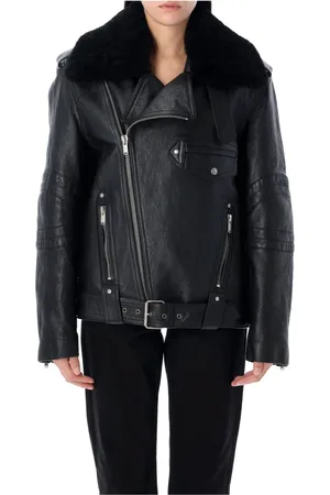 Saint Laurent Jacka, Dam, S, Läder, Svart Bikerjacka ytterkläder Aw24