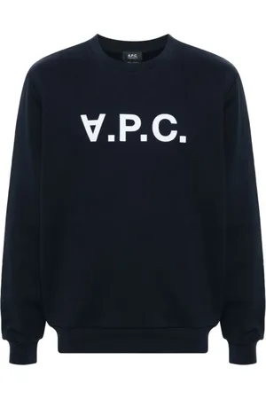A.P.C. Sweatshirts & Hoodies, Herr, XL, Bomull, Marinblå Bomullströja Jersey Textur