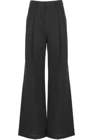 Brunello Cucinelli Byxor, Dam, S, Bomull, Svarta bomullshög midja byxor