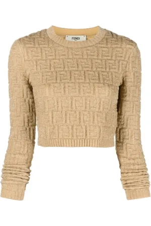 Fendi Stickade tröjor & koftor, Dam, S, Polyester, Stilren stickad tröja med rund hals