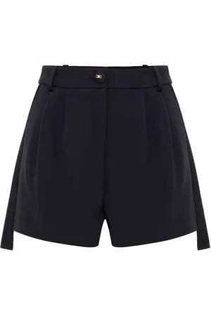 Elisabetta Franchi Shorts, Dam, L, Polyester, Svarta Shorts i Smokingstil
