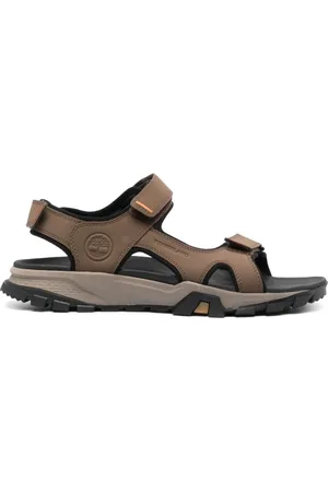 Timberland Skor, Herr, 43 EU, Läder, Bruna lädersandaler med kardborreknäppning