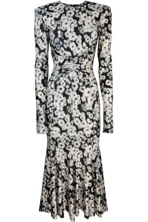 Serafini Klänning, Dam, S, Polyester, Brun Flare Långärmad Klänning