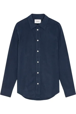 NN.07 Skjorta, Herr, M, Bomull, Blå Tencel Poplin Casual Skjorta