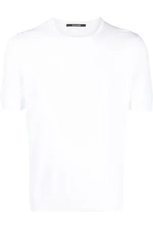TAGLIATORE Topp, Herr, M, Bomull, Vit Kortärmad Stickad T-shirt