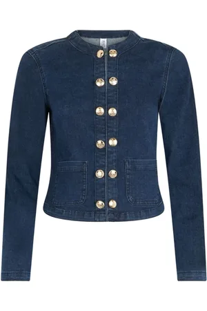 Liu Jo Jacka, Dam, XS, Denim, Denimjacka Blå med Knappar och Fickor