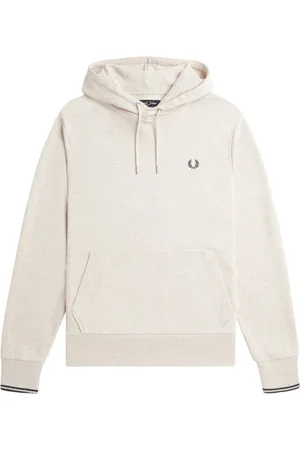 Fred Perry Sweatshirts & Hoodies, Herr, S, Bomull, Cream Hoodie med French Terry-tyg