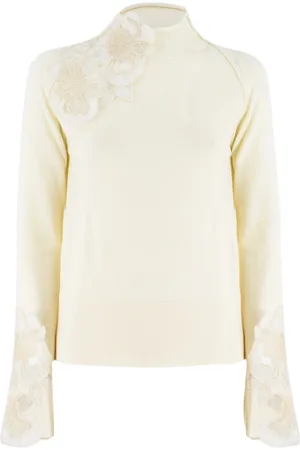 ERMANNO SCERVINO Stickade tröjor & koftor, Dam, M, Blommig Spetspolo Tröja