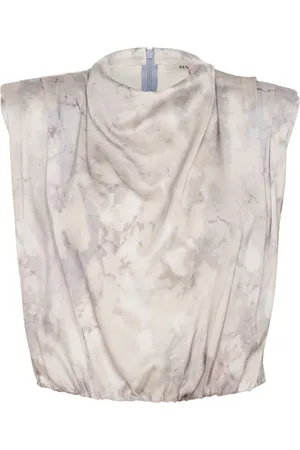 Gestuz Topp, Dam, M, Grå Marmor Draperad Topp Blus