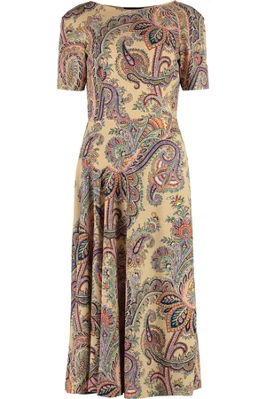 Etro Klänning, Dam, XL, Polyester, Paisleymönstrat midiklänning