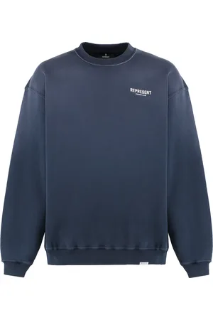 Represent Sweatshirts & Hoodies, Herr, M, Bomull, Ribbstickad Sweatshirt med Rund Halsringning i Bomull