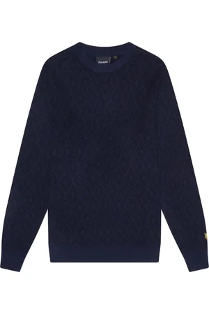 Lyle & Scott Stickade tröjor & koftor, Herr, L, Bomull, Monogram Intarsia Tröja