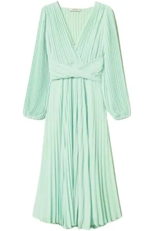 Twin-Set Klänning, Dam, 2Xs, Polyester, Georgette Plisserad Maxiklänning