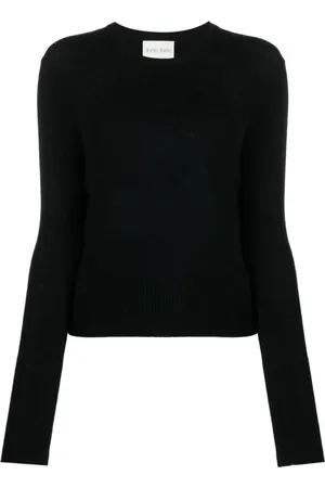 FORTE FORTE Stickade tröjor & koftor, Dam, L, Elegant Svart Ull-Cashmere Tröja